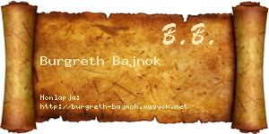 Burgreth Bajnok névjegykártya